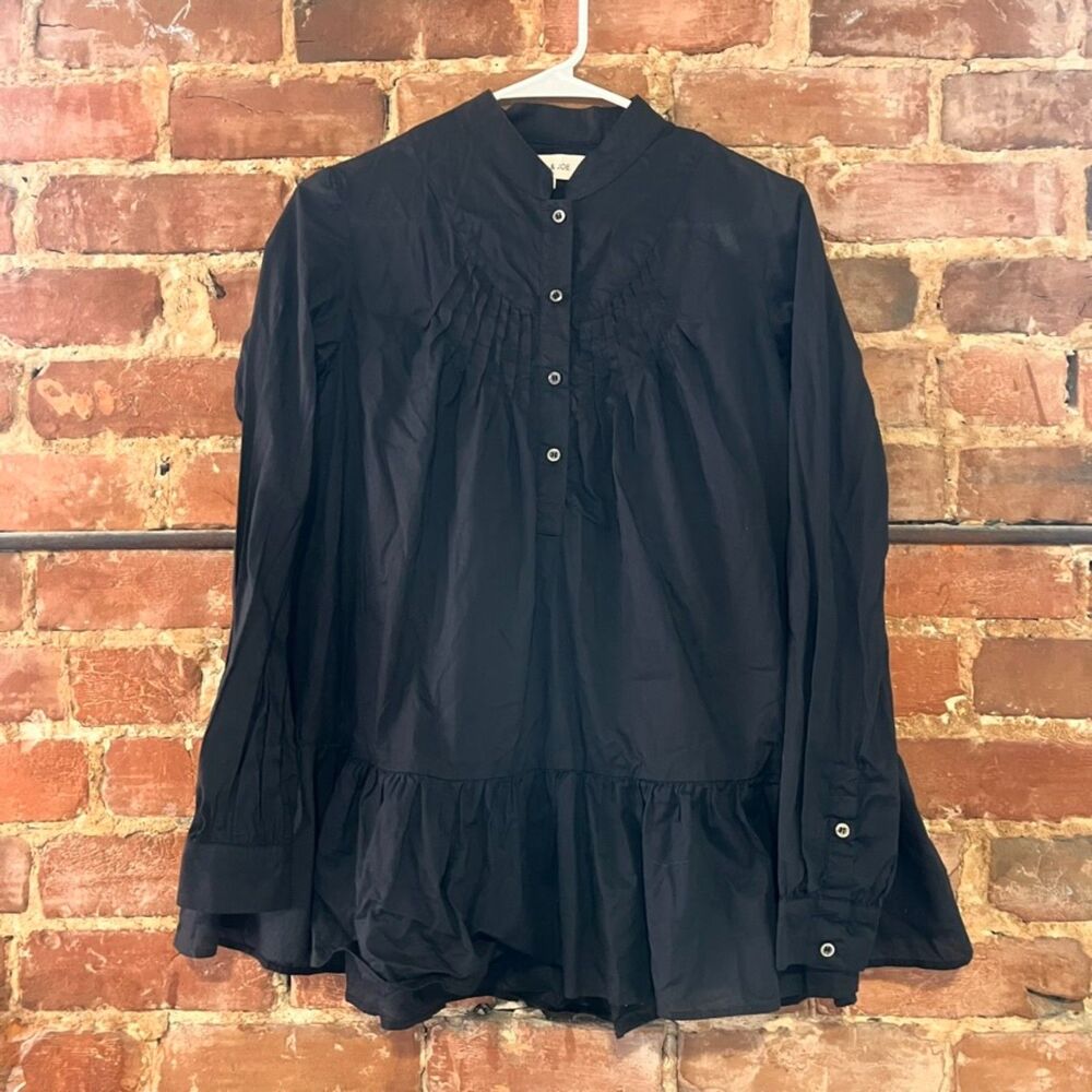 Paul & Joe Paris long sleeve black cotton tunic blouse - Small